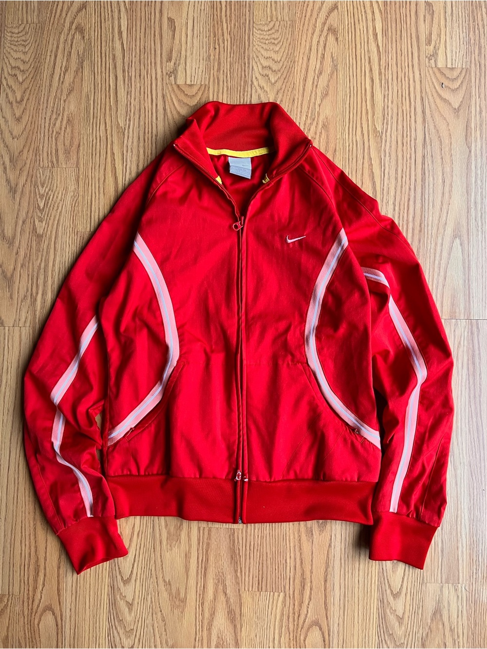 Vintage Nike Red Track Jacket with White Piping